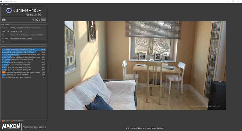 さて、本来ならRadion Vega8のグラフィック性能を測るために、3Dゲームのベンチマークを取るべきなのでしょうが、私はベンチマーク奴隷ではないし、実店舗でVega8 or Vega11搭載のPCを複数比較して、3Dゲームは起動して何とか出来るレヴェルなのを確認してたので、ベンチマークはCINEBENCH R20のみにとどめました。