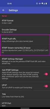 ここの項目で、RTMP(配信サーバーのURL)とストリームキー(自身のパスワード的なもの)を入力し、ニコ生(他サイトも当然可能)を行う下準備をします。
