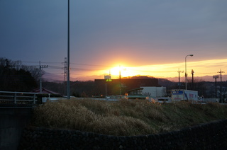 森林公園緑道から見た夕日