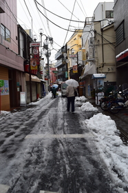 2016年1月18日の東京板橋区、上板橋の大雪の積雪の様子