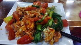 ちと脂っぽいトマトと卵の炒め物